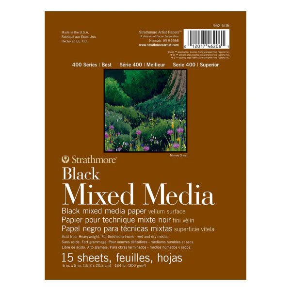 Strathmore Mixed Media Paper Pad, 400 Series, 6" x 8", Black