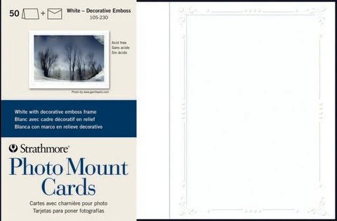 Strathmore Photo Mount Cards with Envelopes - White Embossed 5x7 inch - 50 Pack