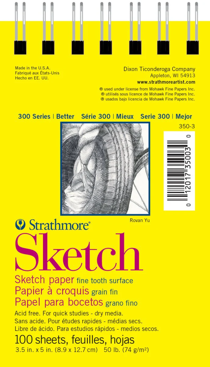 Strathmore Sketch Paper Pad 300 Series, 3.5" x 5" - Wire Bound - 100 Sheets - 50 lb
