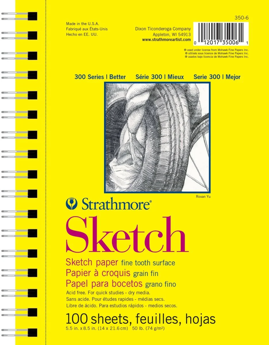 Strathmore Sketch Paper Pad 300 Series, 5.5" x 8.5" - Wire Bound - 100 Sheets - 50 lb