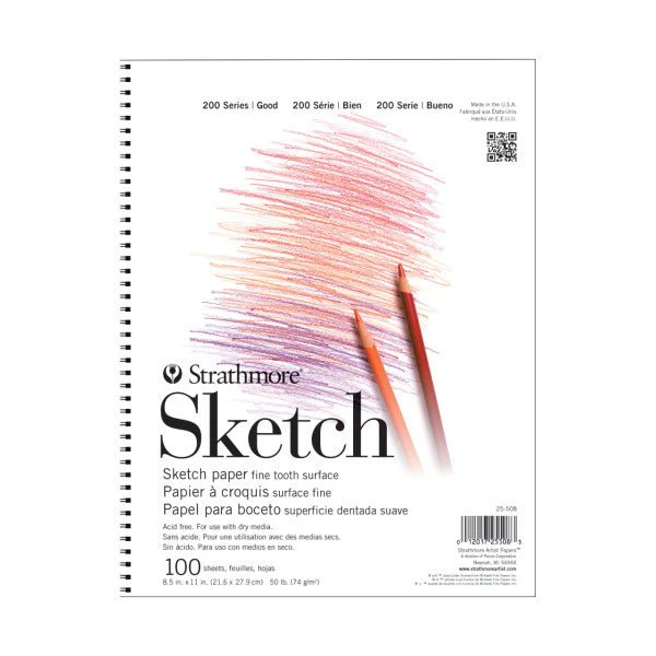 Strathmore Sketch Paper Pads 200 Series, 8.5" x 11" - Wire Bound - 100/Sht. Pad