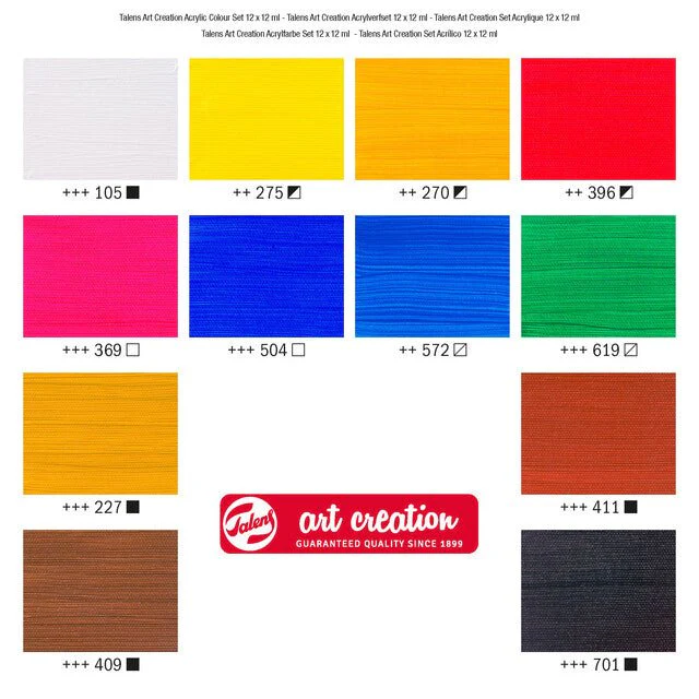 Talens Art Creation Acrylic Set - 12 ml Tubes - 12 Colors - Image 2