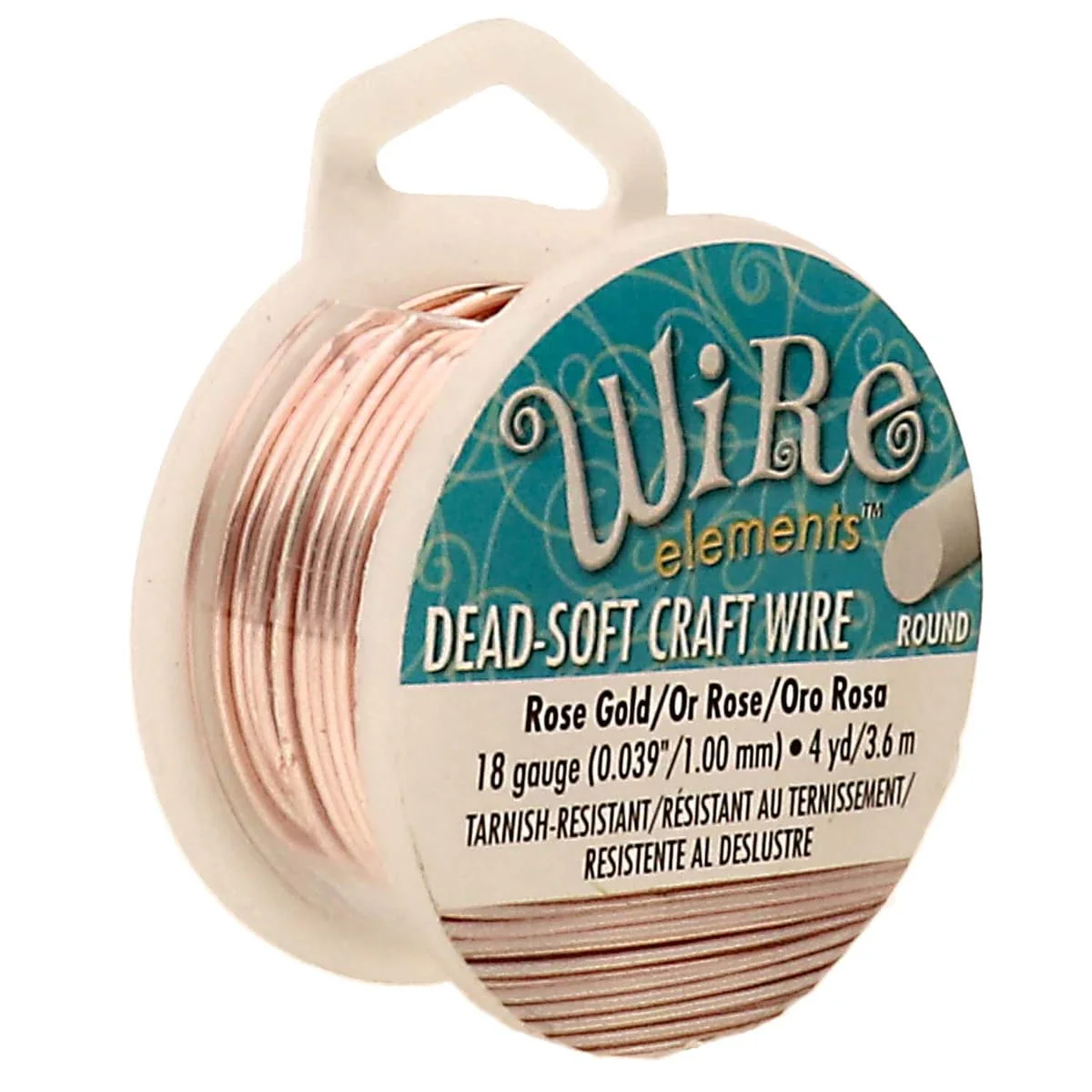 Craft Wire - 18 Gauge Soft Copper - Tarnish Resistant Rose Gold - 4 Yards