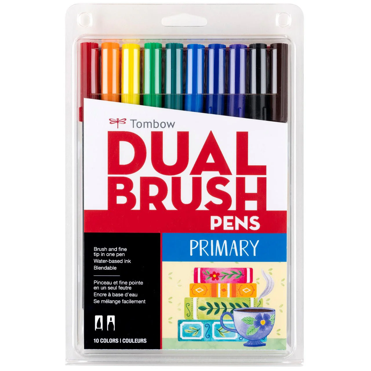 Tombow Dual Brush Marker Set of 10 - Primary Colors