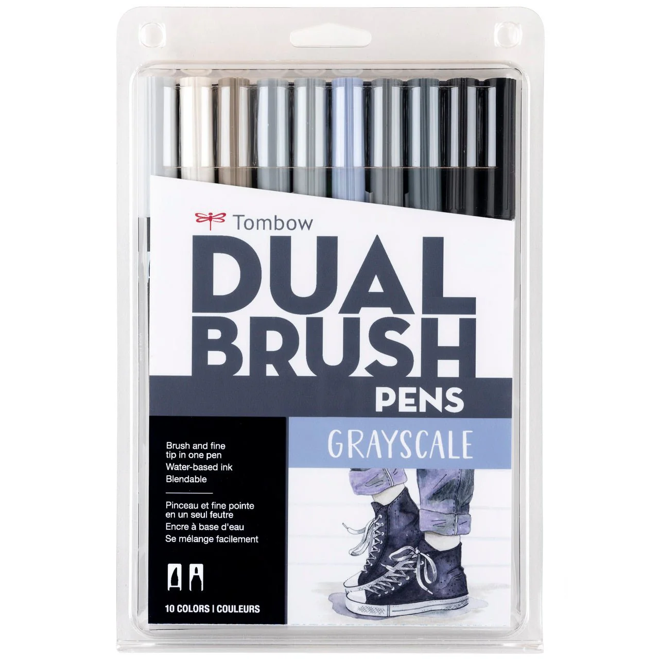 Tombow Dual Brush Marker Set of  10 - Gray Scale