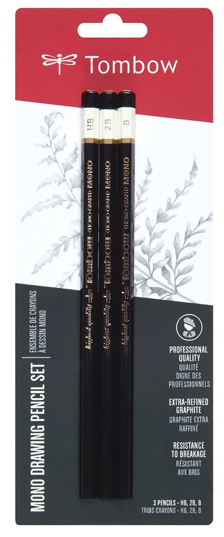 Tombow MONO Drawing Pencil Set of 3 Pencils (2B, B and HB)