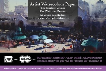 *Discontinued due to tarrifs* Baohong - The Masters Choice - Watercolor Paper Block - 20 sheets 10.23" x 14.17"- 140 lb Hot Press