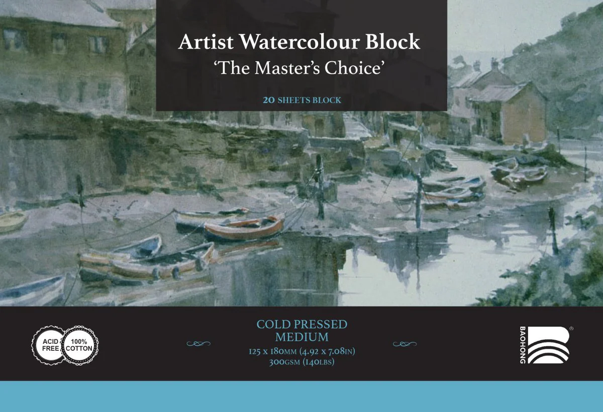 *Discontinued due to tarrifs* Baohong - The Masters Choice - Watercolor Paper Block - 20 Sheets 4.92" x 7.09" - 140 lb Cold Press