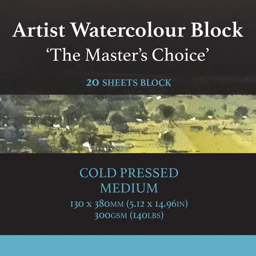 *Discontinued due to tarrifs* Baohong - The Masters Choice - Watercolor Paper Block - 20 Sheets 5.12" x 14.96" - 140 lb Cold Press