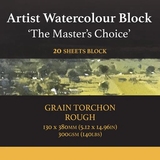 *Discontinued due to tarrifs* Baohong - The Masters Choice - Watercolor Paper Block - 20 sheets 5.12" x 14.96" - 140 lb Rough