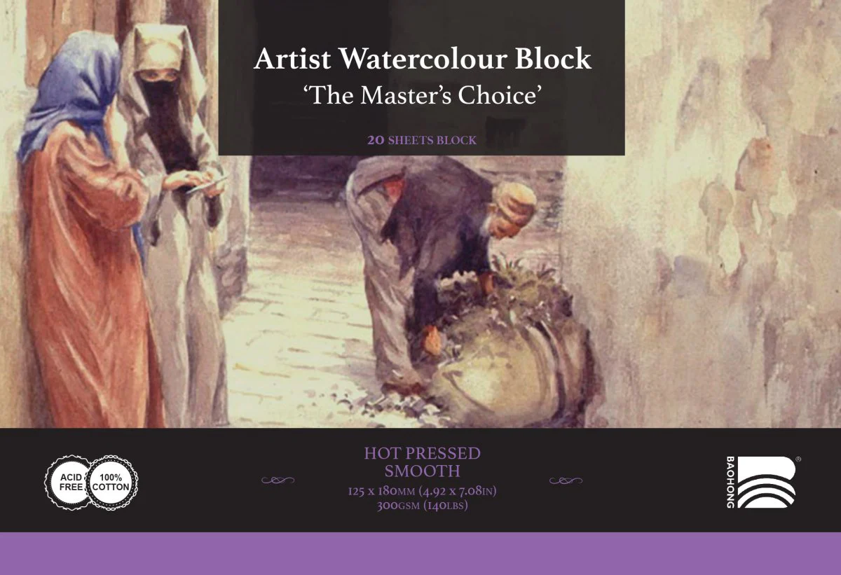 The Masters Choice by Baohong Watercolor Paper Block - 4.92" x 7.09" - 140 lb Hot Press