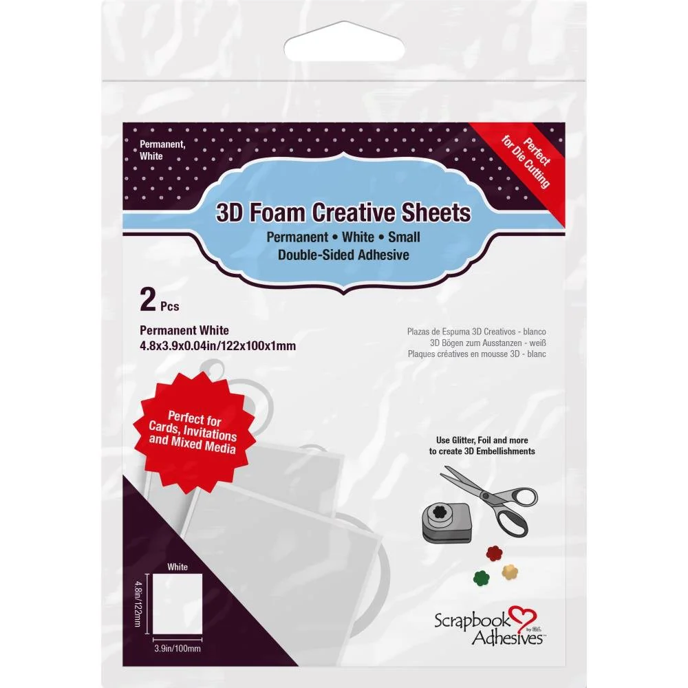 Scrapbook Adhesives 3D Foam Creative Sheets 4.8 x 3.9 x.04 inch - 2 Pack