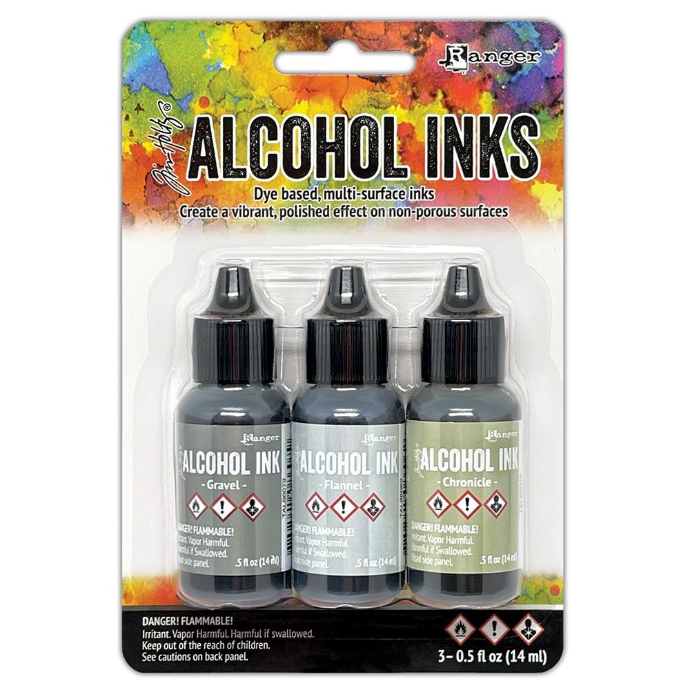 Tim Holtz Alcohol Ink Set of 3 -  Crossroads (Gravel,Flannel,Chronicle)