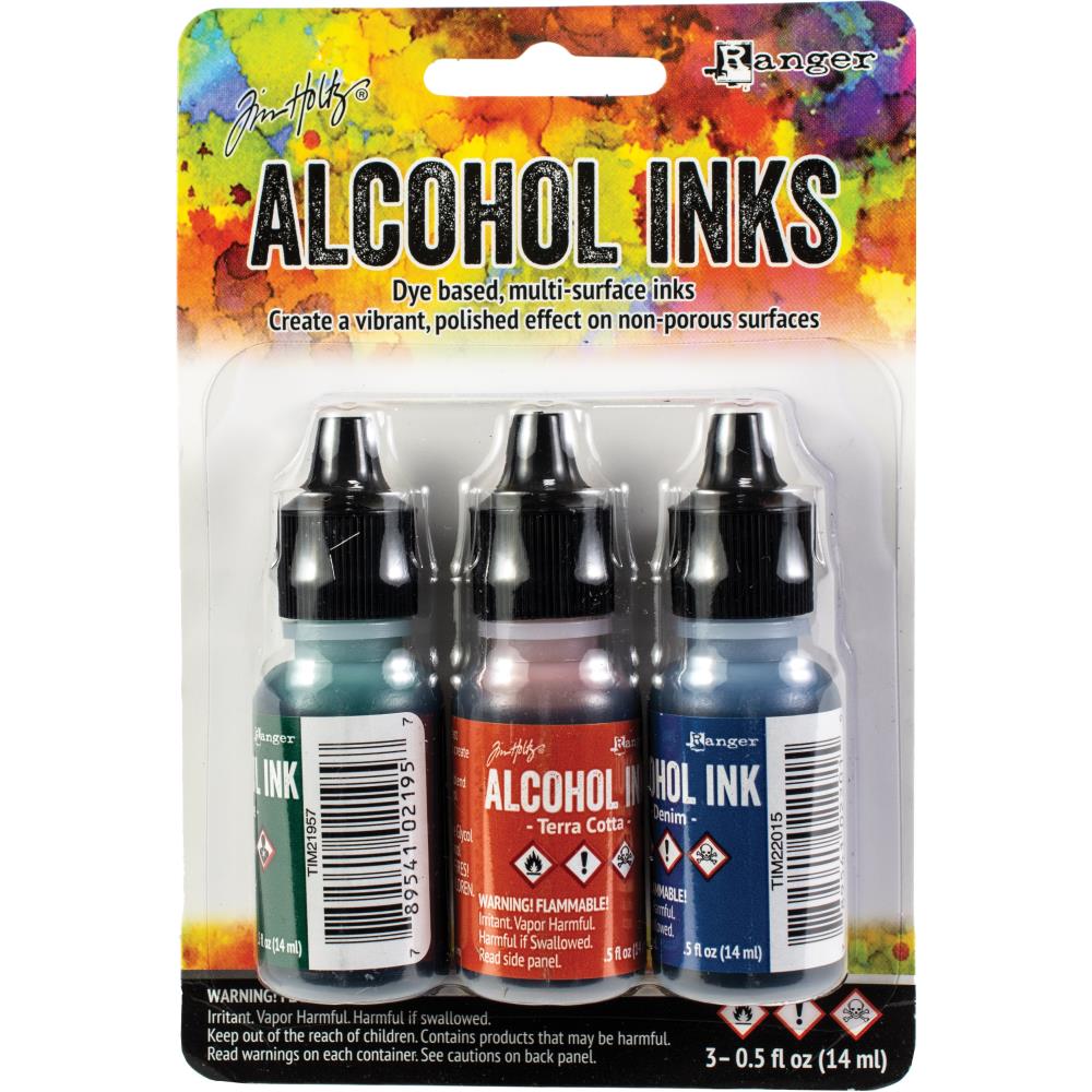 Tim Holtz Alcohol Ink Set of 3 - Rustic Lodge (Bottle, Terra-Cotta, Denim)