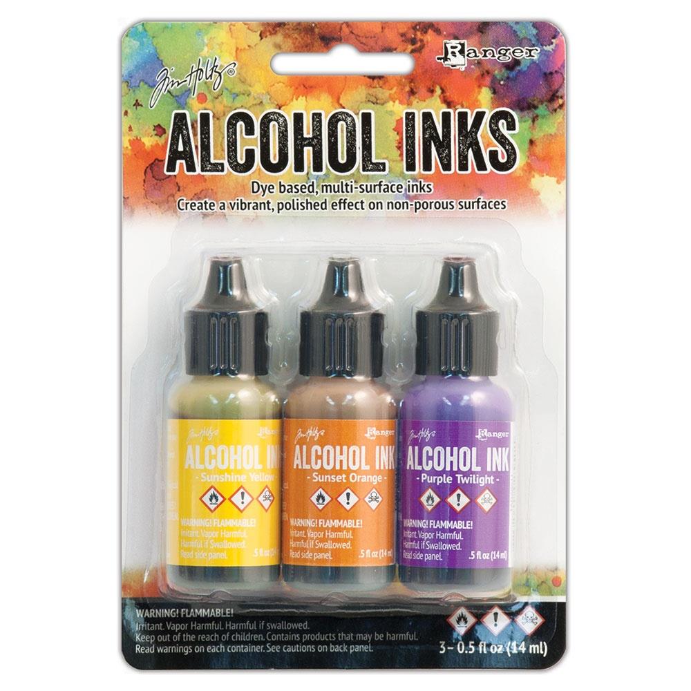 Tim Holtz Alcohol Ink Set of 3 - Summit View (Sunshine, Sunset, Pure Twilght)