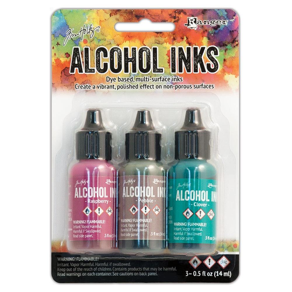 Tim Holtz Alcohol Ink Set of 3 - Valley Trail (Raspberry, Pebble, Clover)