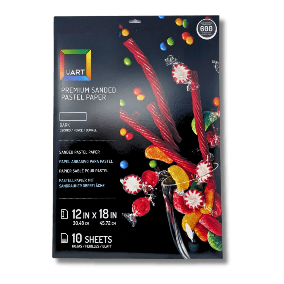 UART Sanded Pastel Paper 600 Grade - Dark (Dark Charcoal) - 12" x 18" - Pack of 10 Sheets