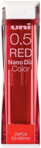 Uni Nano Dia 0.5 mm Colored Mechanical Pencil Lead - Red