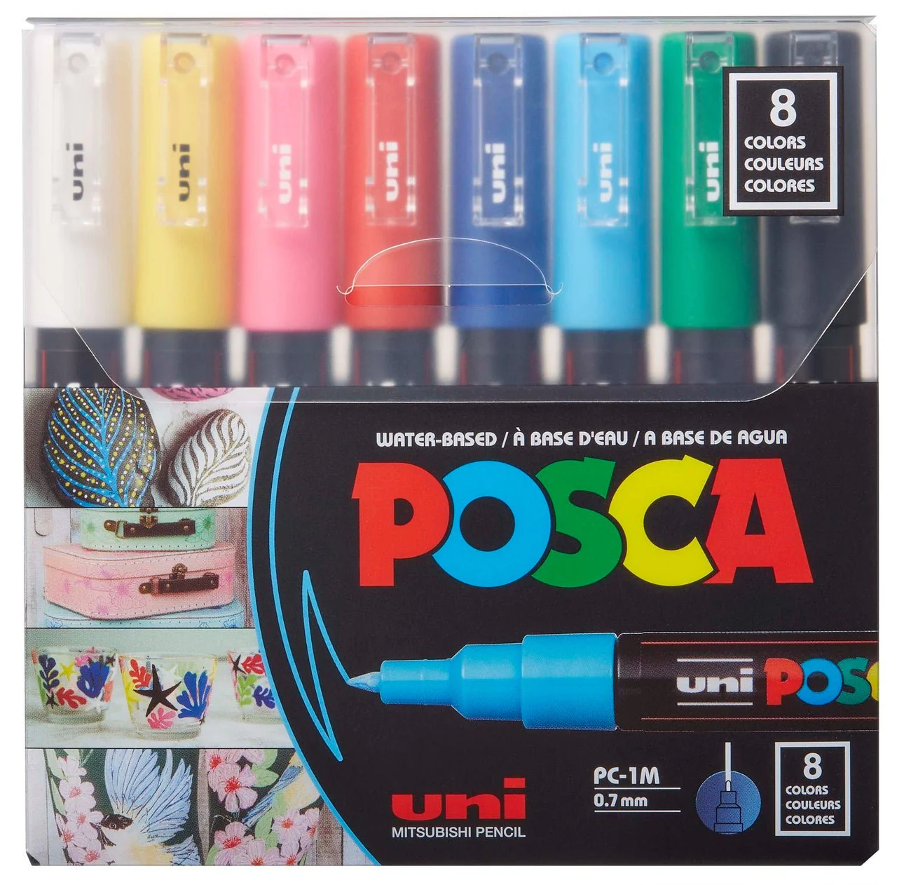 uni POSCA Acrylic Paint Marker - PC-1M Fine - 8 Color Set