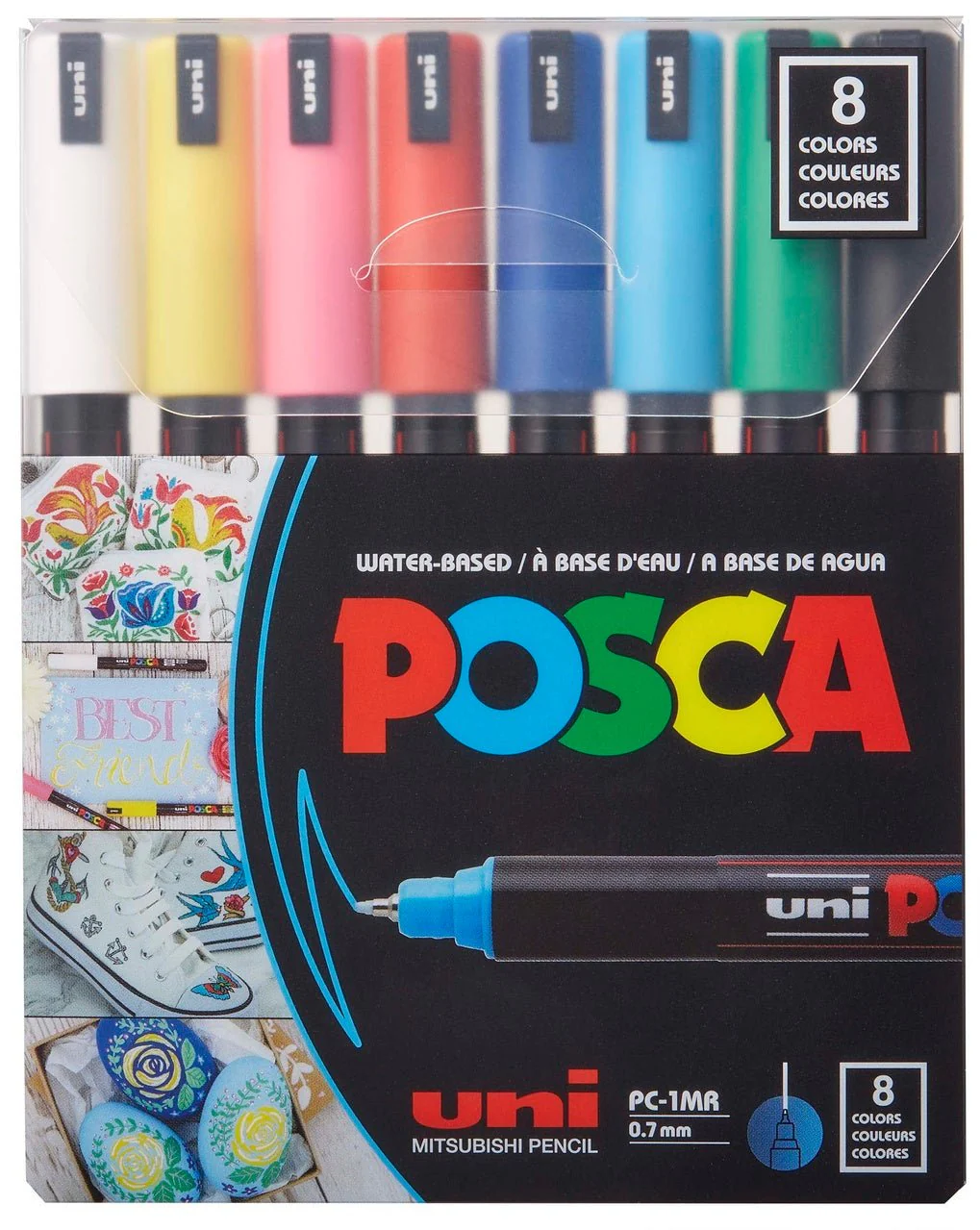 uni POSCA Acrylic Paint Marker - PC-1MR Extra Fine - 8 Basic Color Set