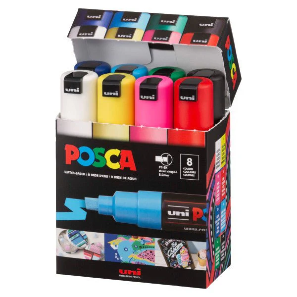 uni POSCA Acrylic Paint Marker - PC-8K Broad - 8 Color Set