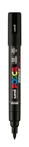 uni POSCA Acrylic Paint Marker - PC-5BR Felt Brush Tip - Black