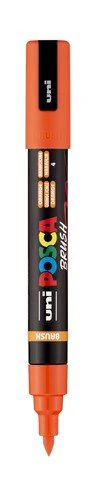 uni POSCA Acrylic Paint Marker - PC-5BR Felt Brush Tip - Orange