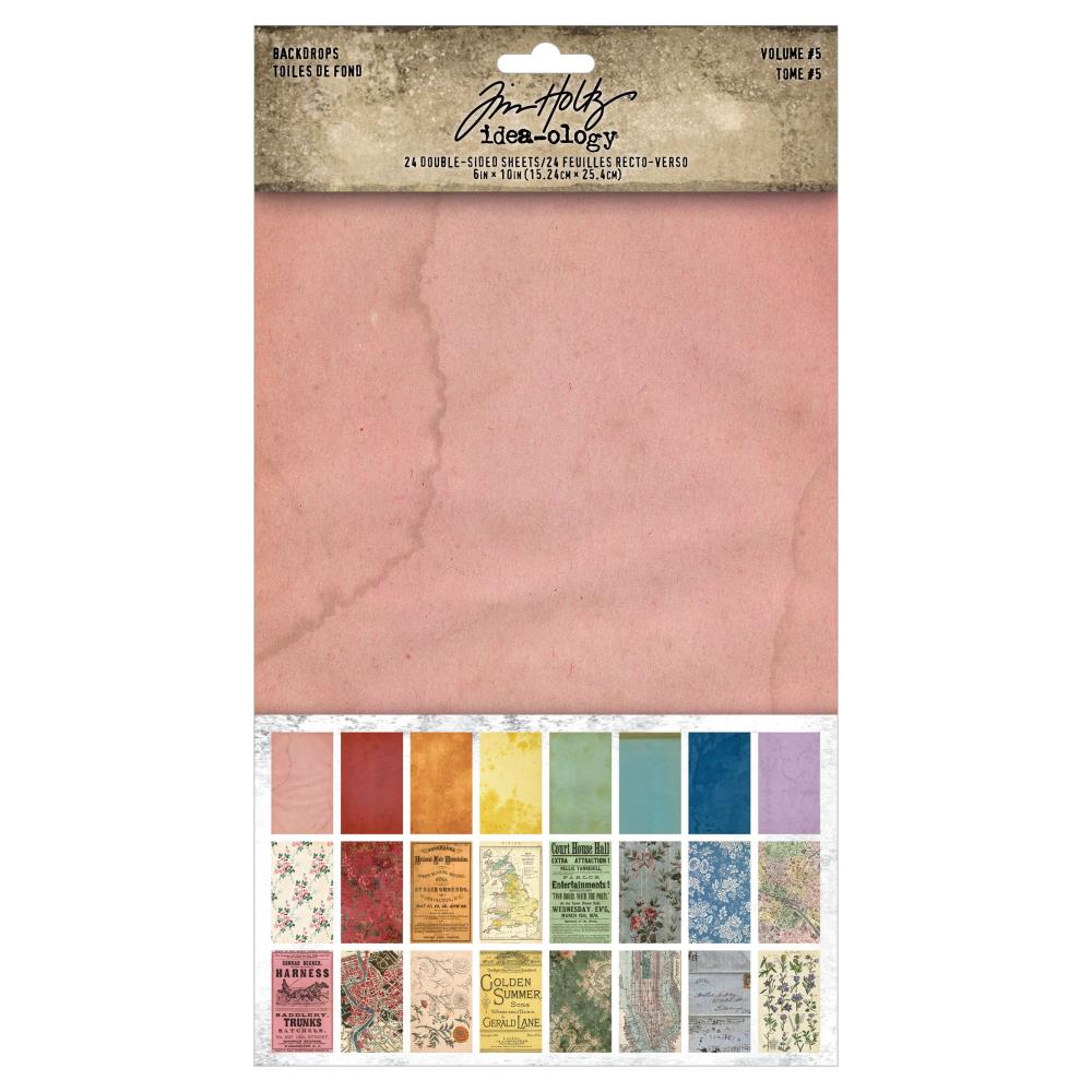 Tim Holtz Idea-Ology Backdrops Double-Sided Cardstock 6"X10" Pack of 24 - Volume 5