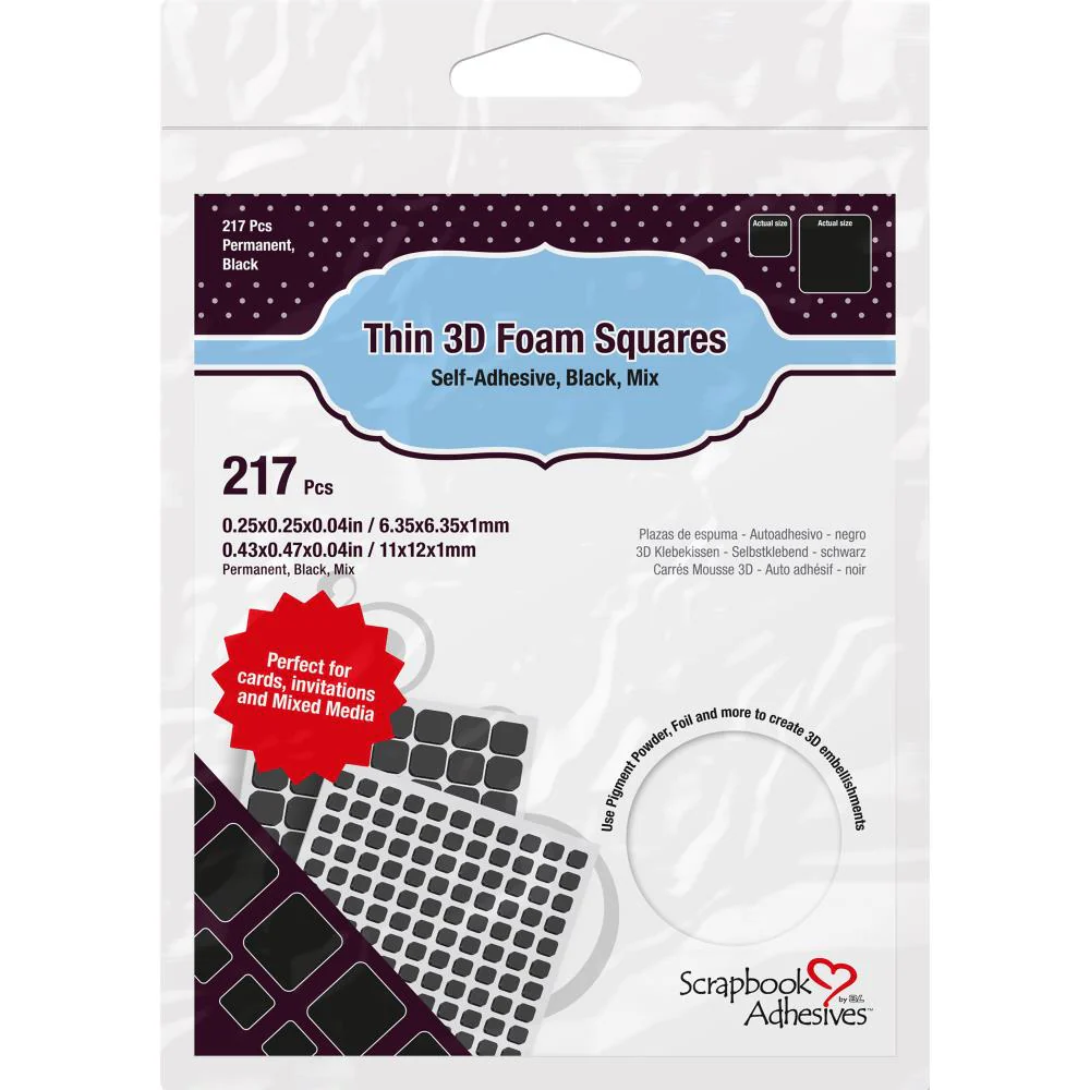 Scrapbook Adhesives Thin 3D Adhesive Foam Squares White - 217 Squares in 2 sizes