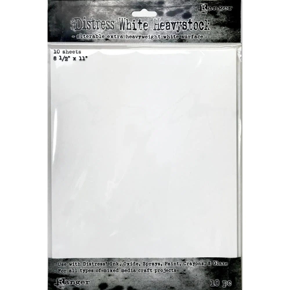 Tim Holtz Distress White Heavystock 8.5 x 11 inch - Pack of 10