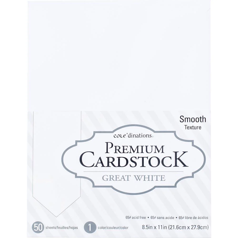 Core'dinations Value Pack Smooth 65 lb. Cardstock 8.5"X11" - Pack of 50 - White
