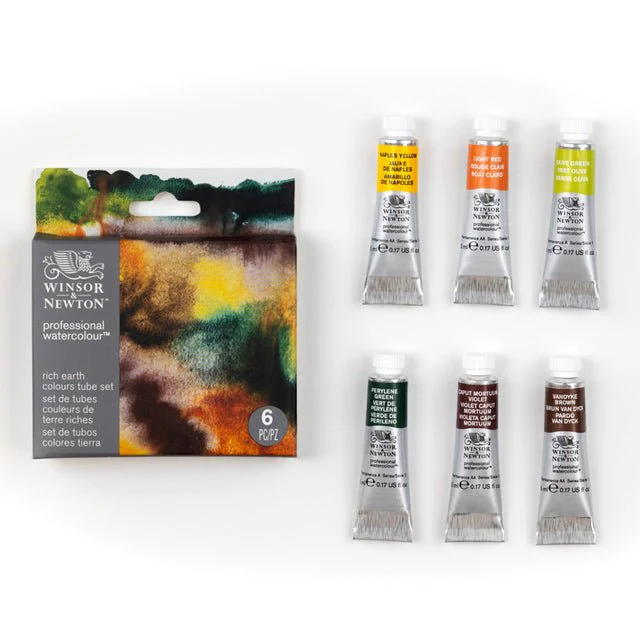 Winsor & Newton Professional Watercolor Rich Earth Colors Set - 6 x 5ml tubes