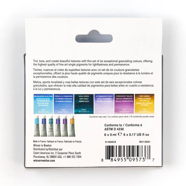 Winsor & Newton Professional Watercolor Granulating Set - 6 x 5ml tubes - Image 3