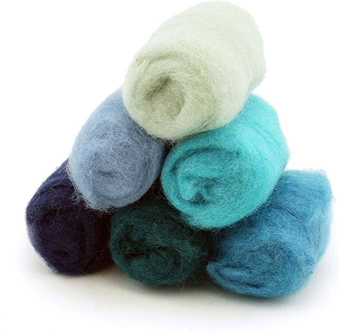 Woolbuddy - Corriedale Wool Fiber Sampler – Natural Roving  - Blue