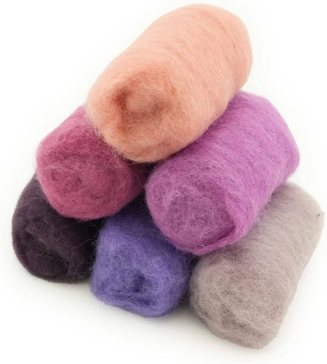 Woolbuddy - Corriedale Wool Fiber Sampler – Natural Roving - Pink Purple