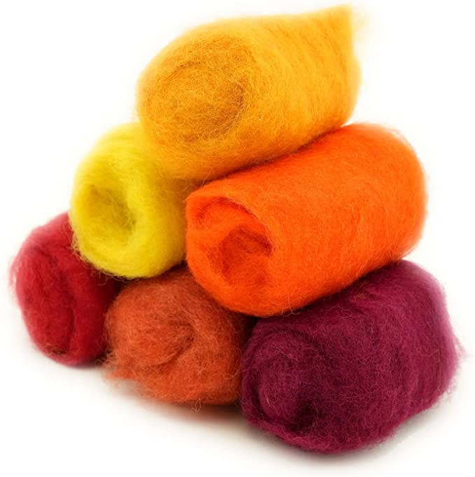 Woolbuddy - Corriedale Wool Fiber Sampler – Natural Roving - Red Orange