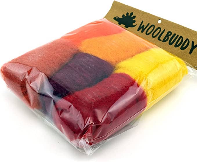 Woolbuddy - Corriedale Wool Fiber Sampler – Natural Roving - Red Orange - Image 2