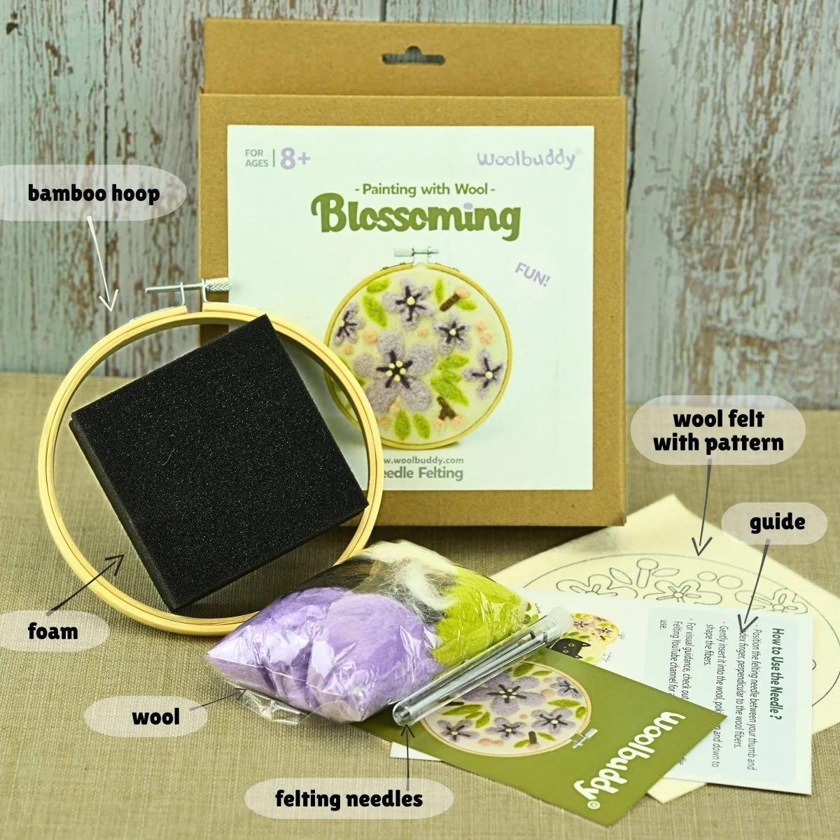 Woolbuddy - Wool Painting Kit: Blossoming Flower - Image 5