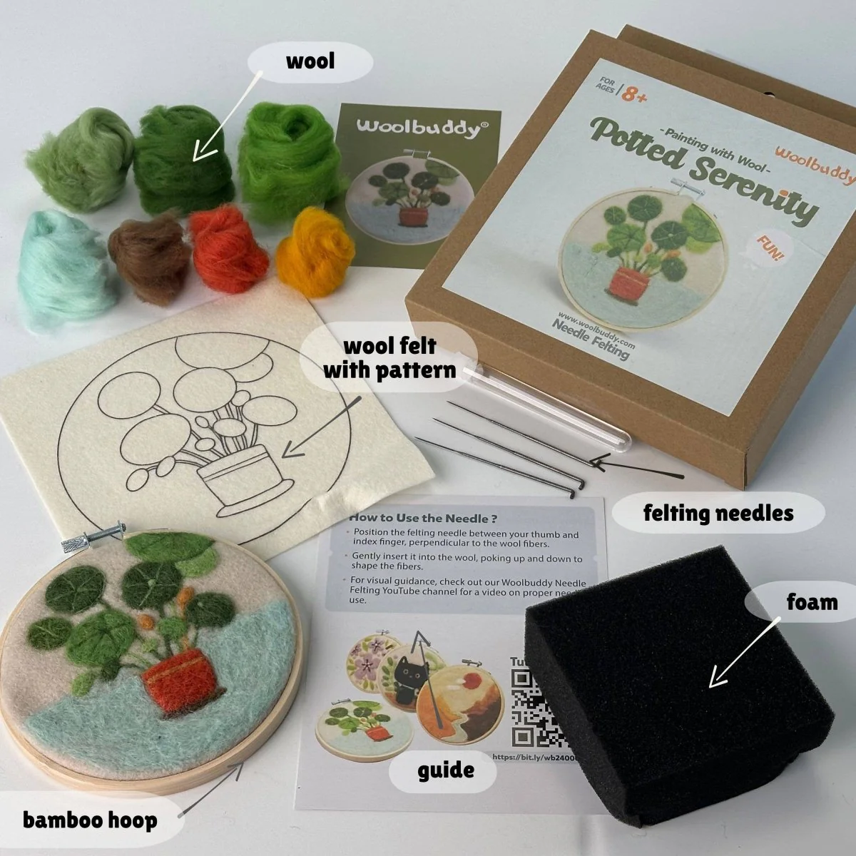 Woolbuddy - Wool Painting Kit: Potted Serenity Plant - Image 4