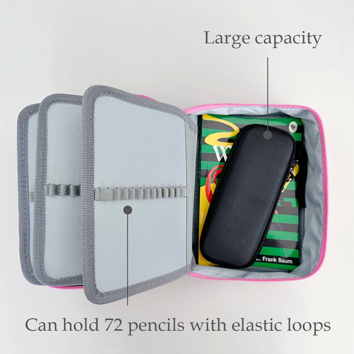 Large Capacity 72 Slot Pencil Case - Black - Image 21