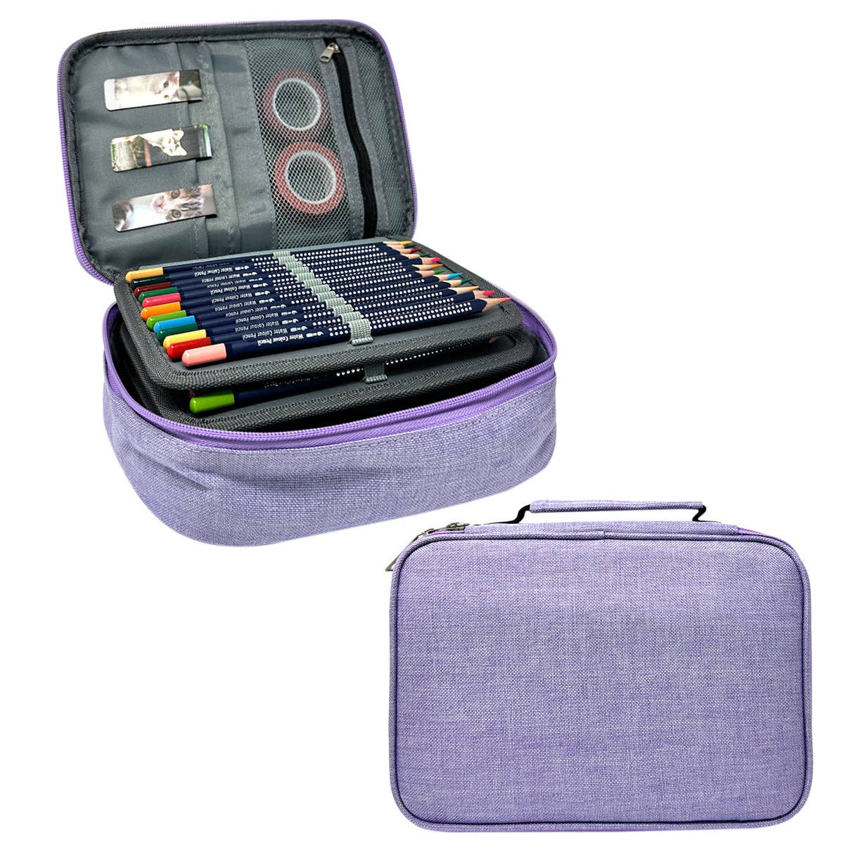 Large Capacity 72 Slot Pencil Case - Lavender
