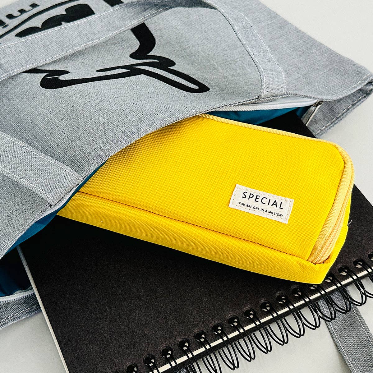 Pencil Case, 3 Compartment Pouch - Black - Image 12