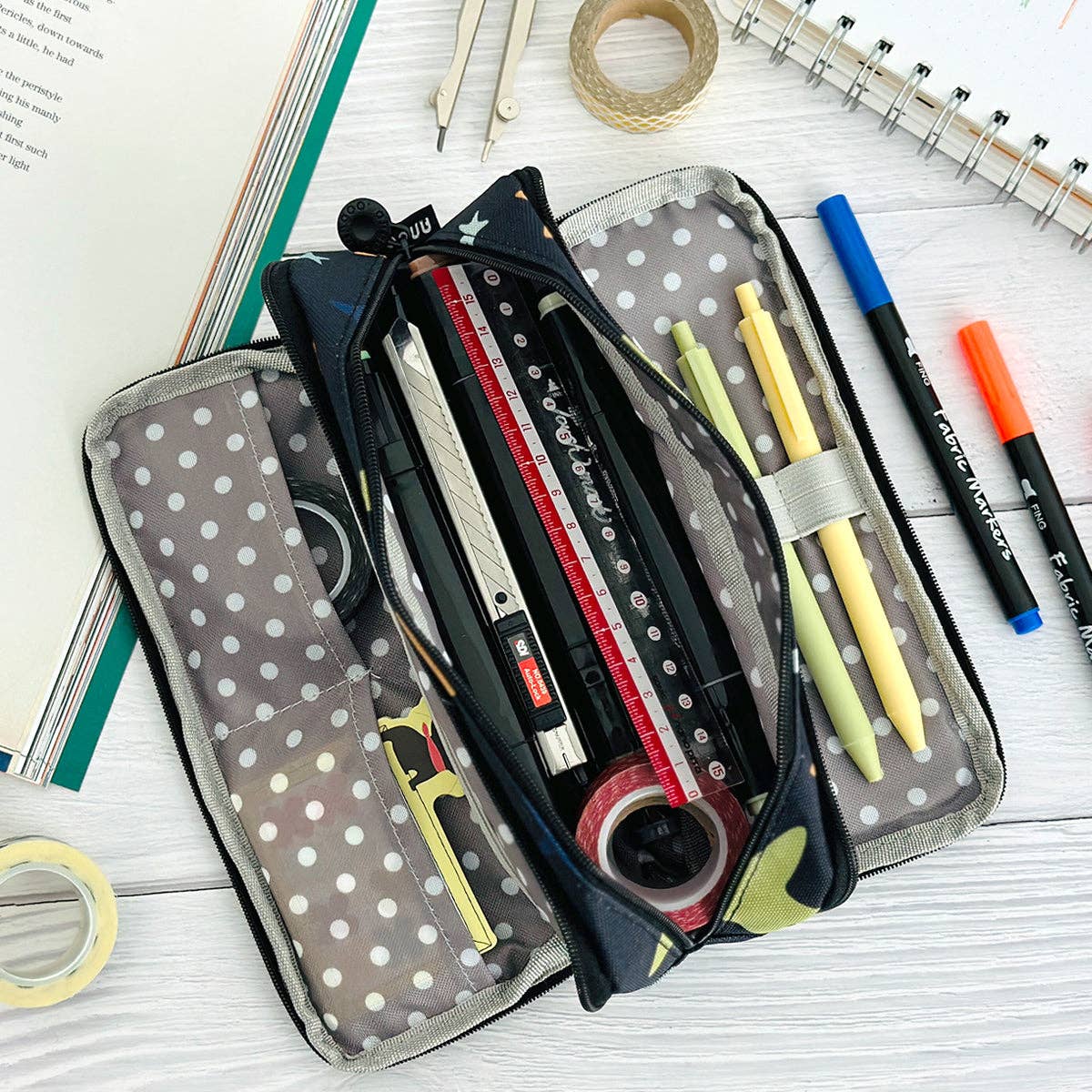 Pencil Case, 3 Compartment Pouch - Pink - Image 22