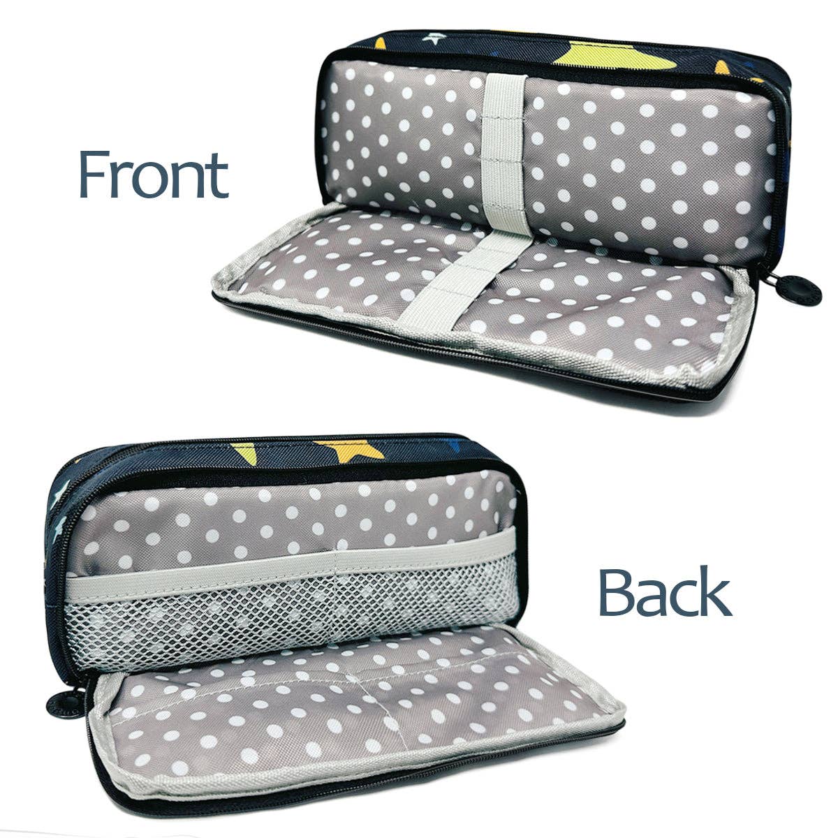 Pencil Case, 3 Compartment Pouch - Yellow - Image 21