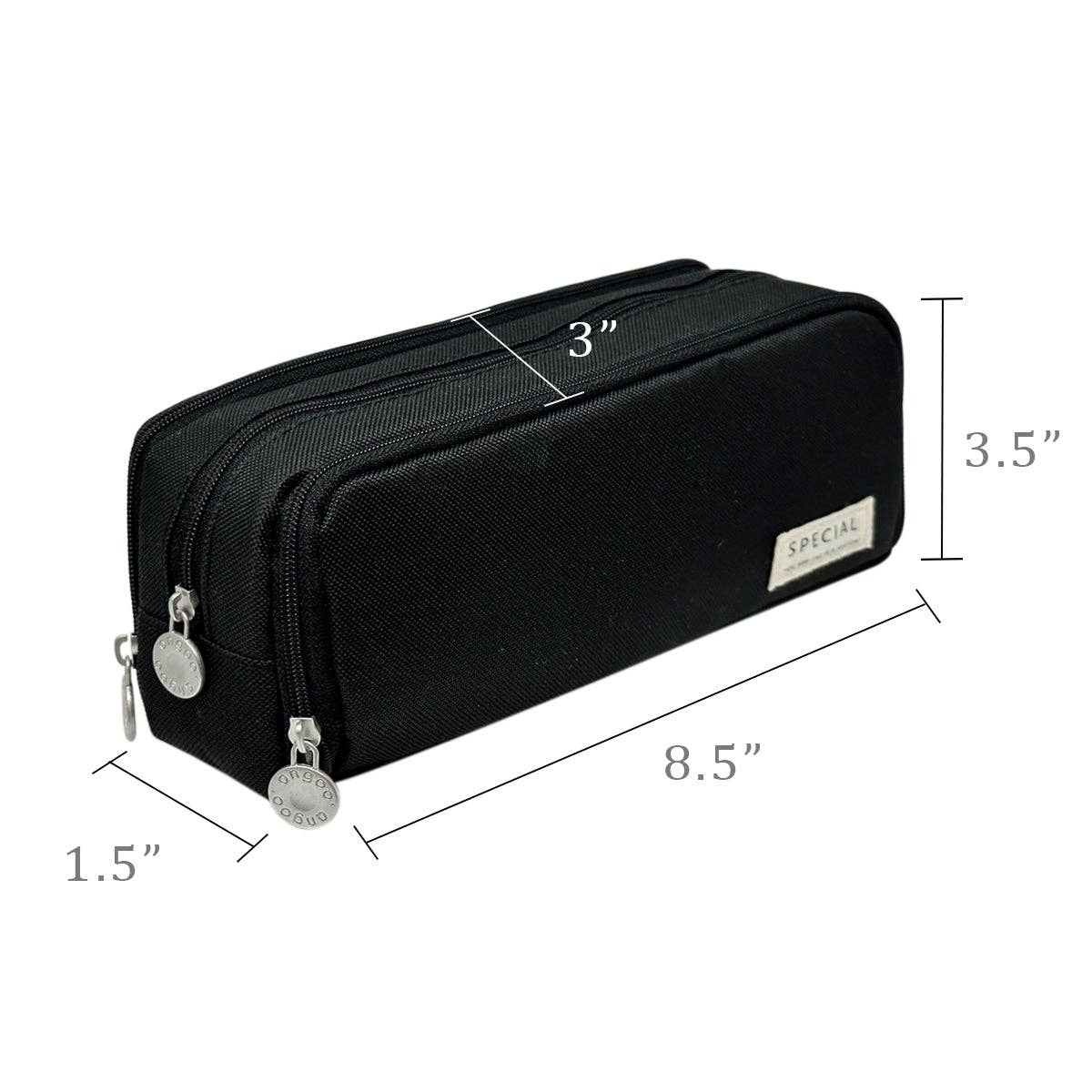 Pencil Case, 3 Compartment Pouch - Yellow - Image 3