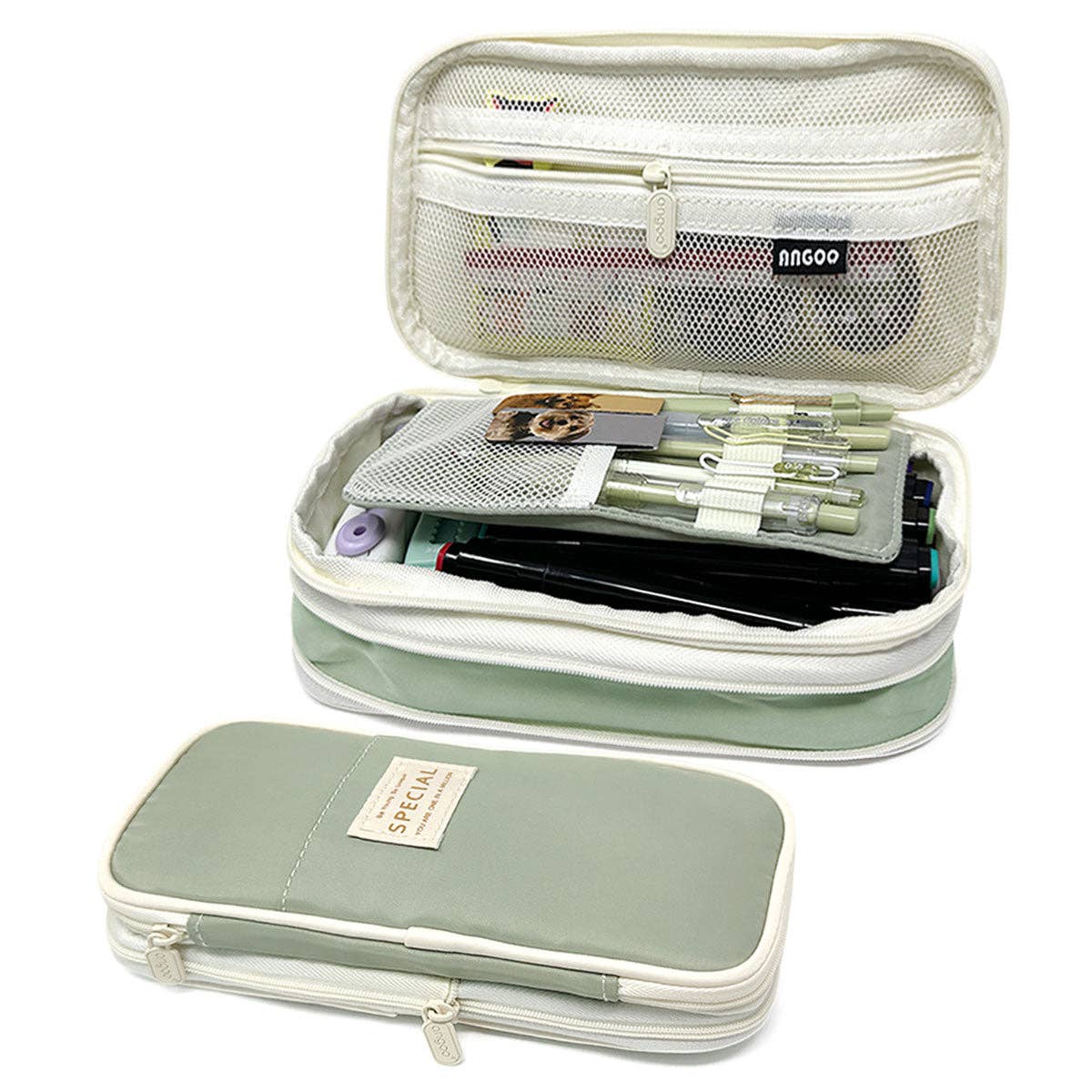 Large Capacity Pencil Case Expandable Pencil Pouch - Aqua - Image 8