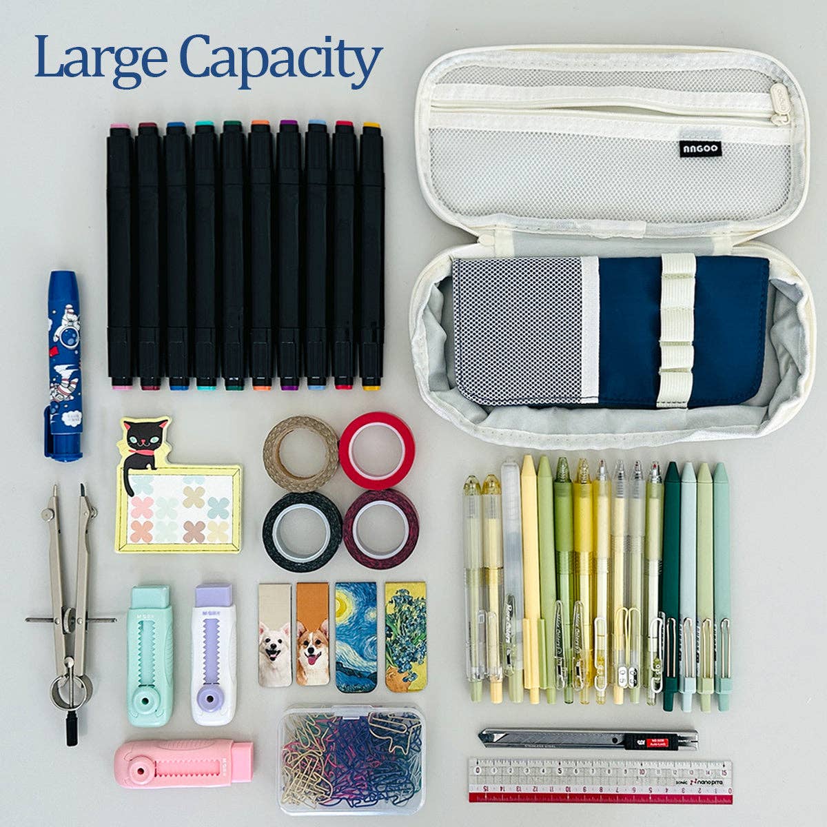 Large Capacity Pencil Case Expandable Pencil Pouch - Lavender - Image 7
