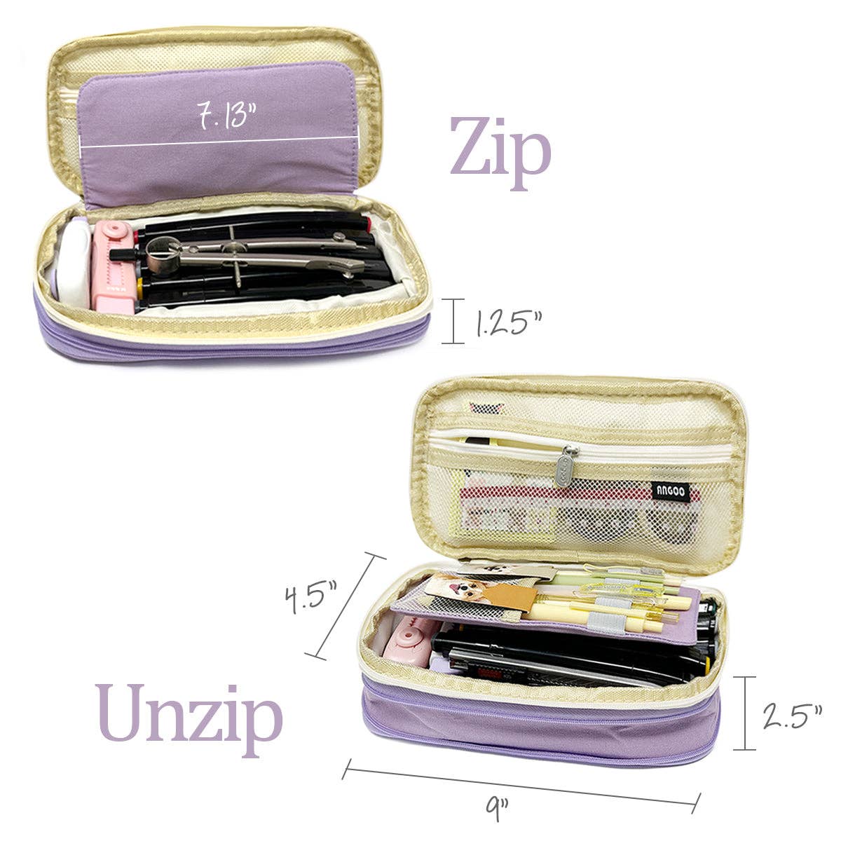 Pencil Case Expandable Pencil Pouch - Navy - Image 26
