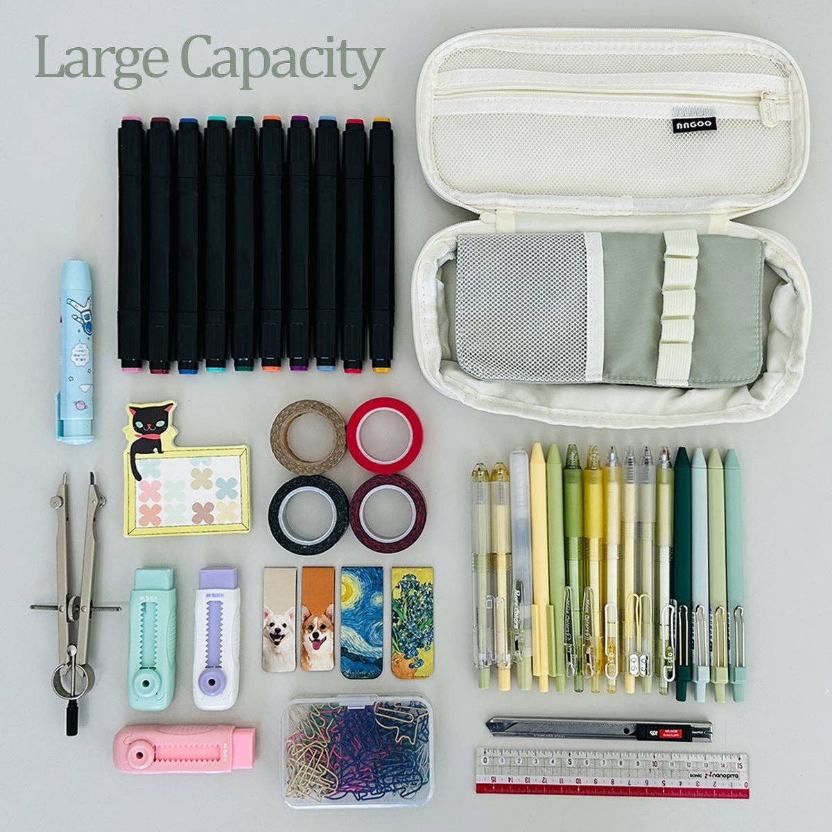 Large Capacity Pencil Case Expandable Pencil Pouch - Pink - Image 12