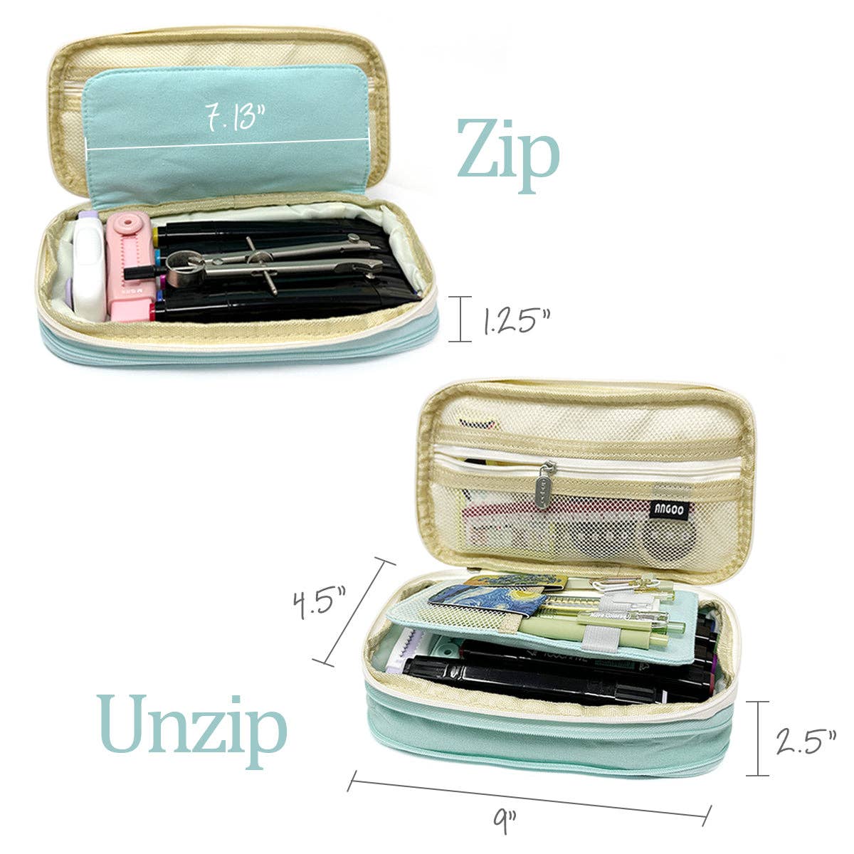 Large Capacity Pencil Case Expandable Pencil Pouch - Pink - Image 14